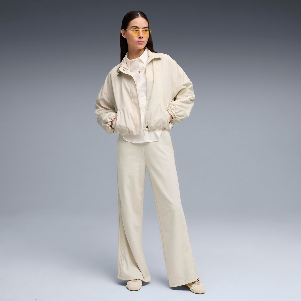 Pantalon large taille haute HER ecru, PUMA