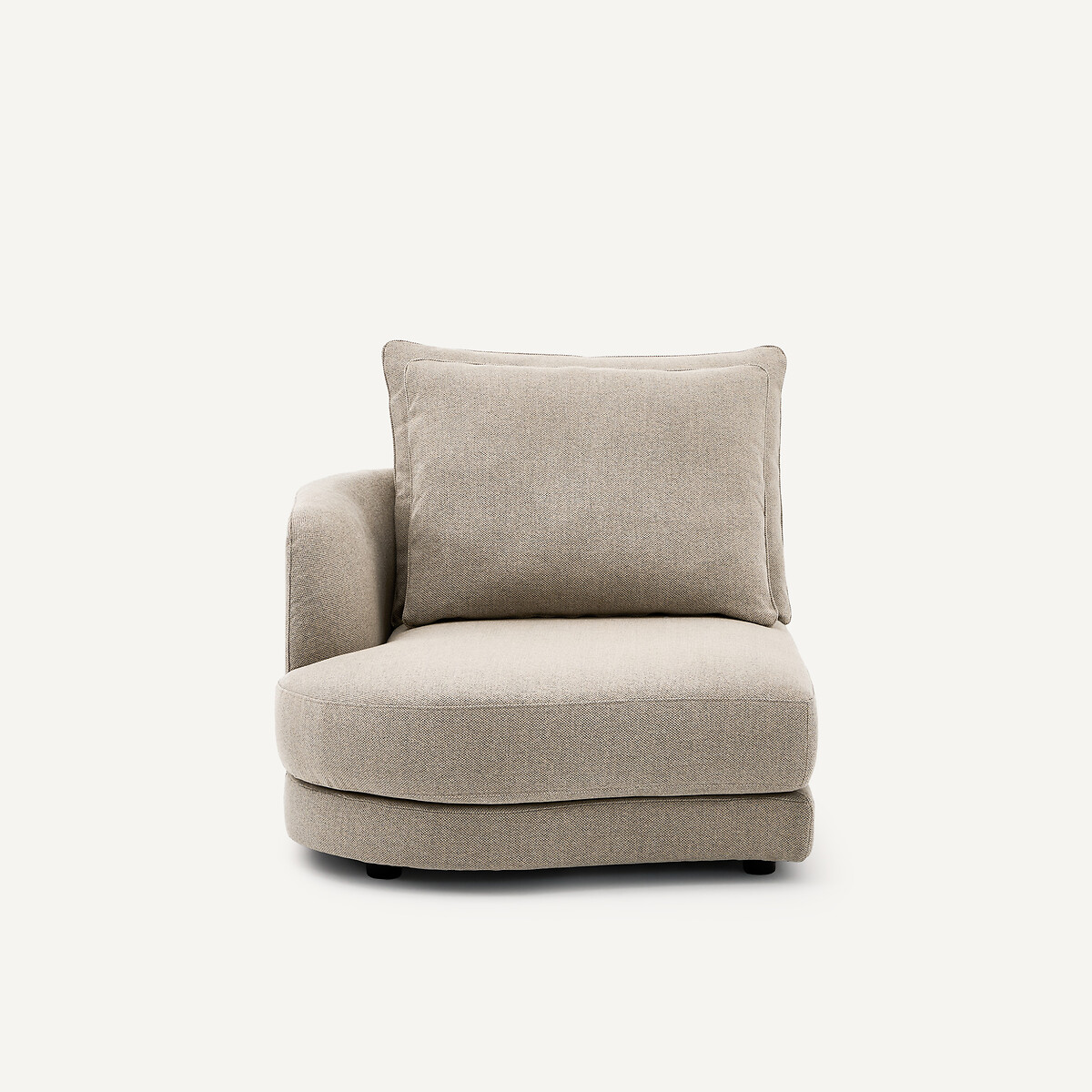 Linkes, abgerundetes, modulares Halbsofa aus Tweed, TIBERIO natur/hellgrau, AM.PM