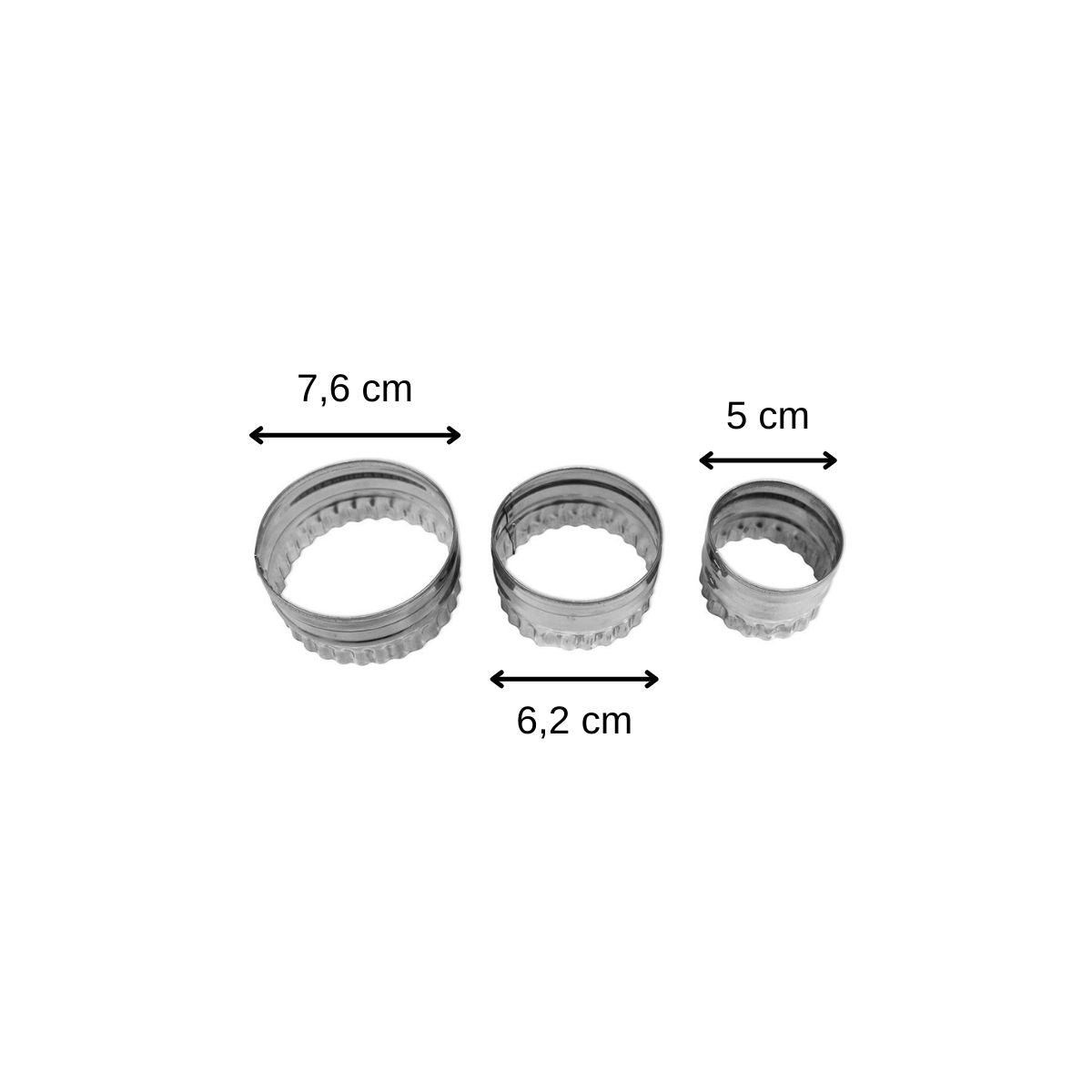 Lot de 3 emporte-pièces ronds et cannelés inox, ZENKER