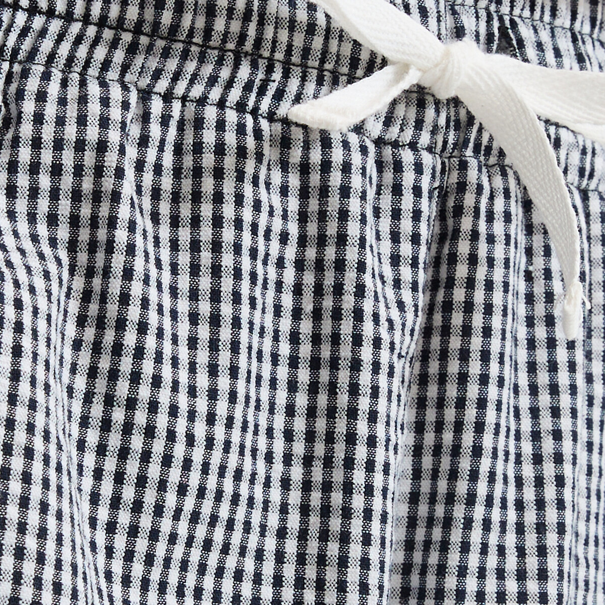 Pijama-calção em jersey e popelina vichy azul, LA REDOUTE COLLECTIONS
