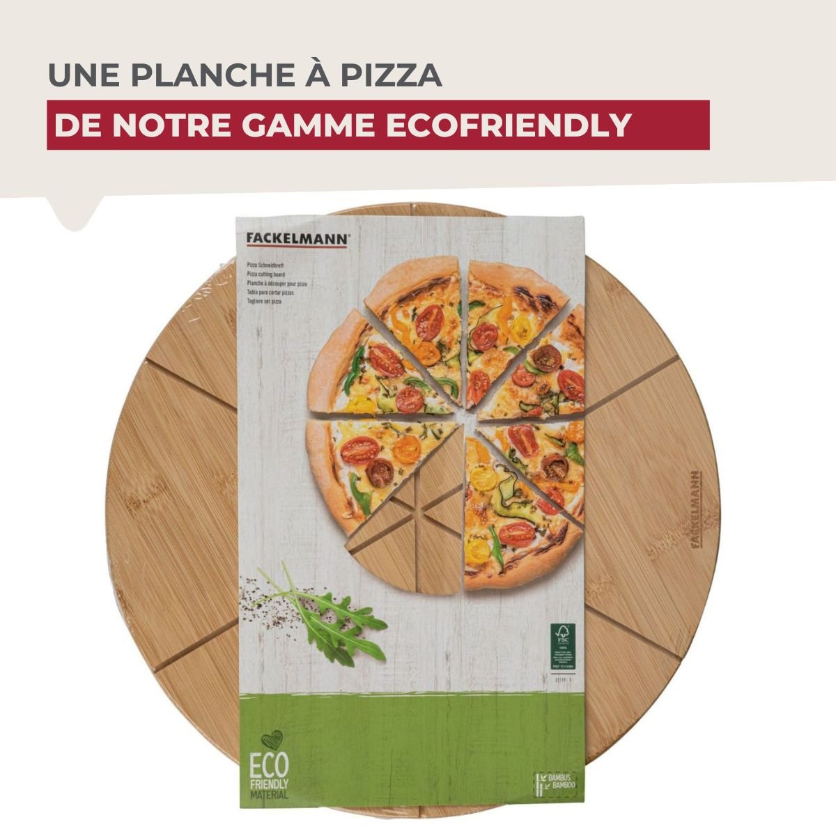 Set de 2 planches à pizza en bois BOISSELERIE bois, FACKELMANN