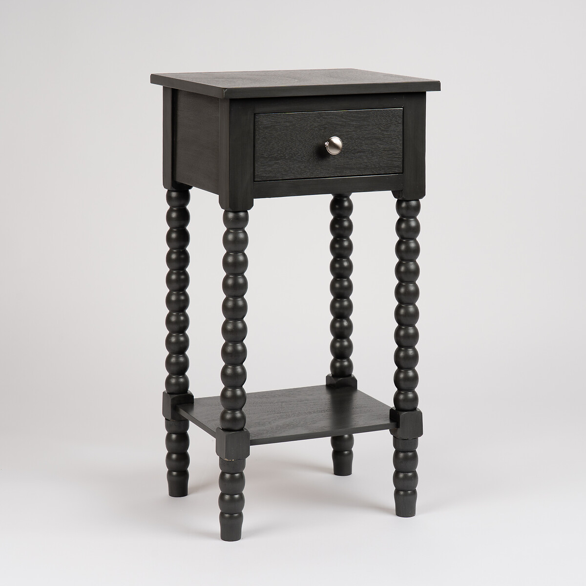 Mira Bobbin Side Table with Drawer charcoal, SO'HOME