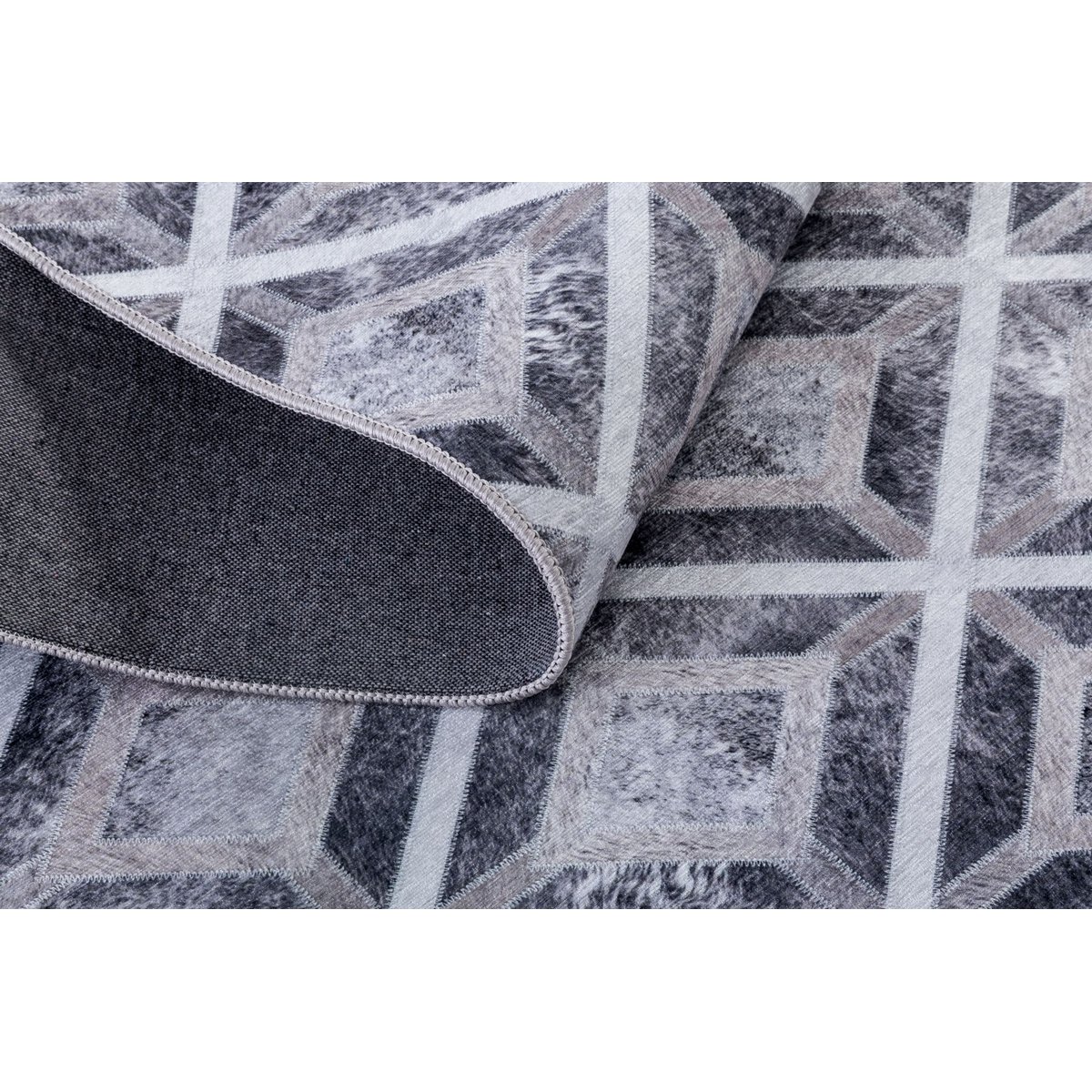 Tapis imprimé Serena, aspect cuir, plat gris, GINO FALCONE