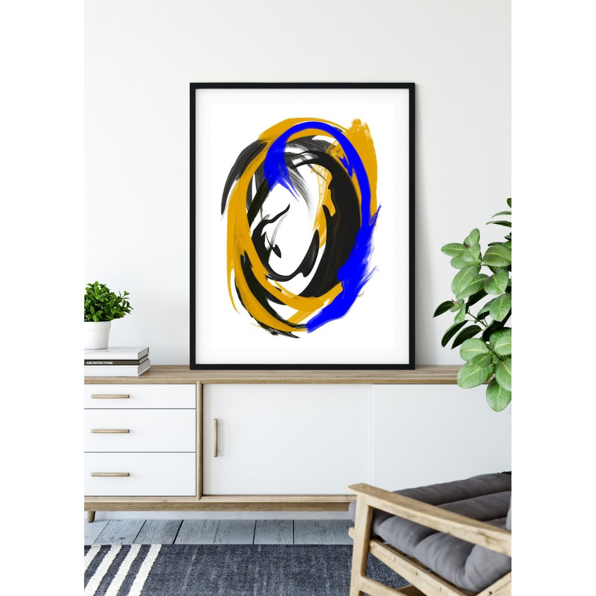 Affiche 'Abstrait cercle peinture' blanc, L'AFFICHERIE