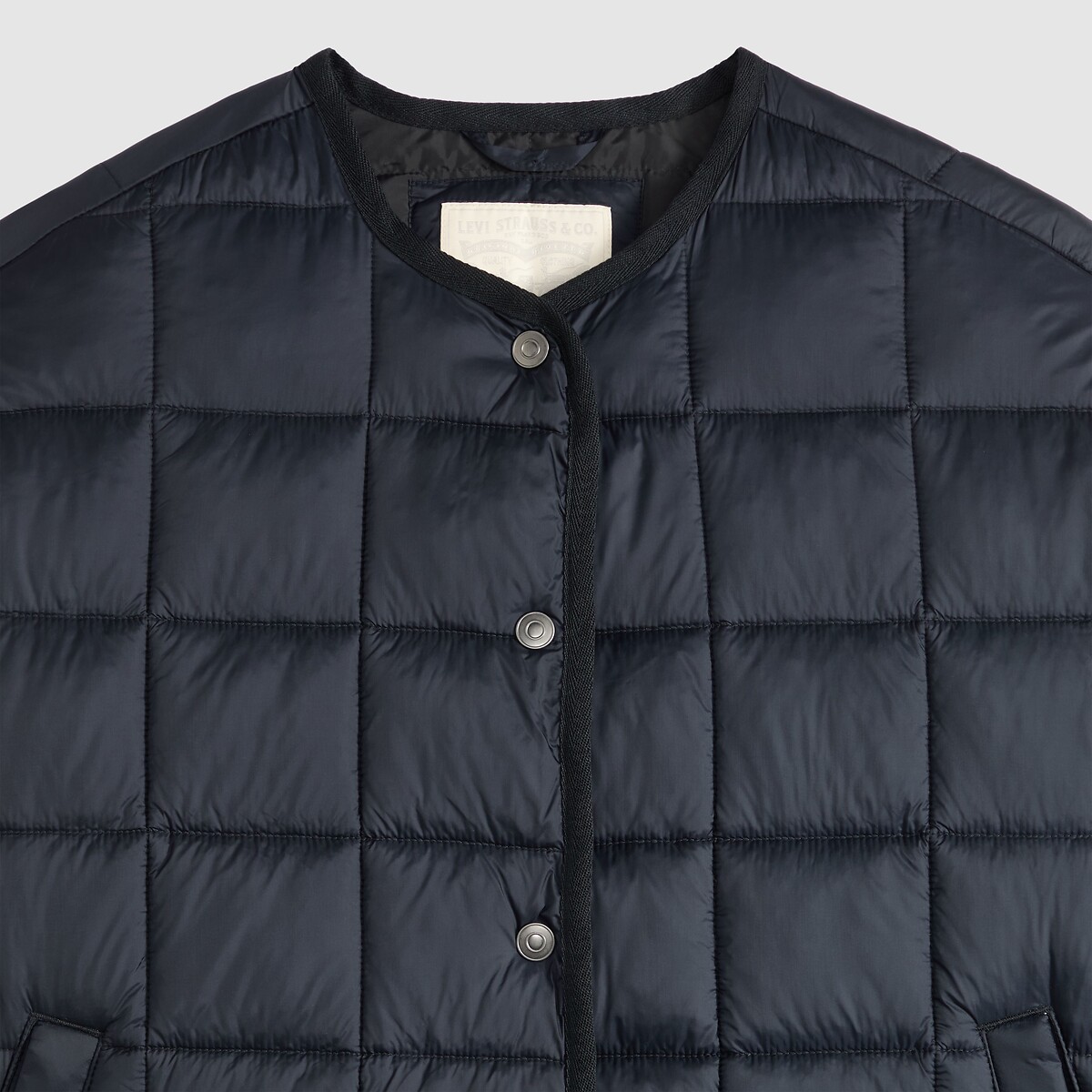 Short Crew Neck Quilted Padded Jacket charcoal, LEVI'S
