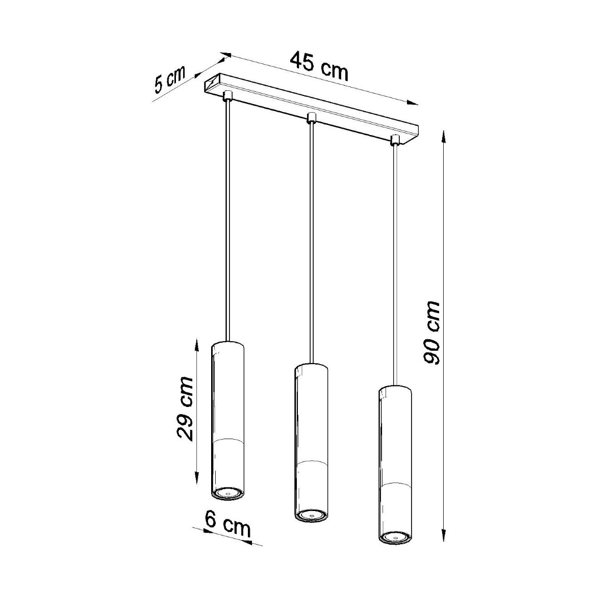 Suspension Acier Or/Noir GU10 3 Loopez Line jaune, EDEN