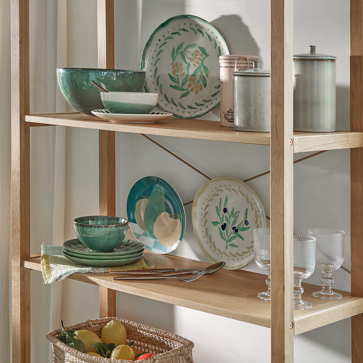 Lot de 4 assiettes à dessert en grès, Capria jaune/vert, LA REDOUTE INTERIEURS