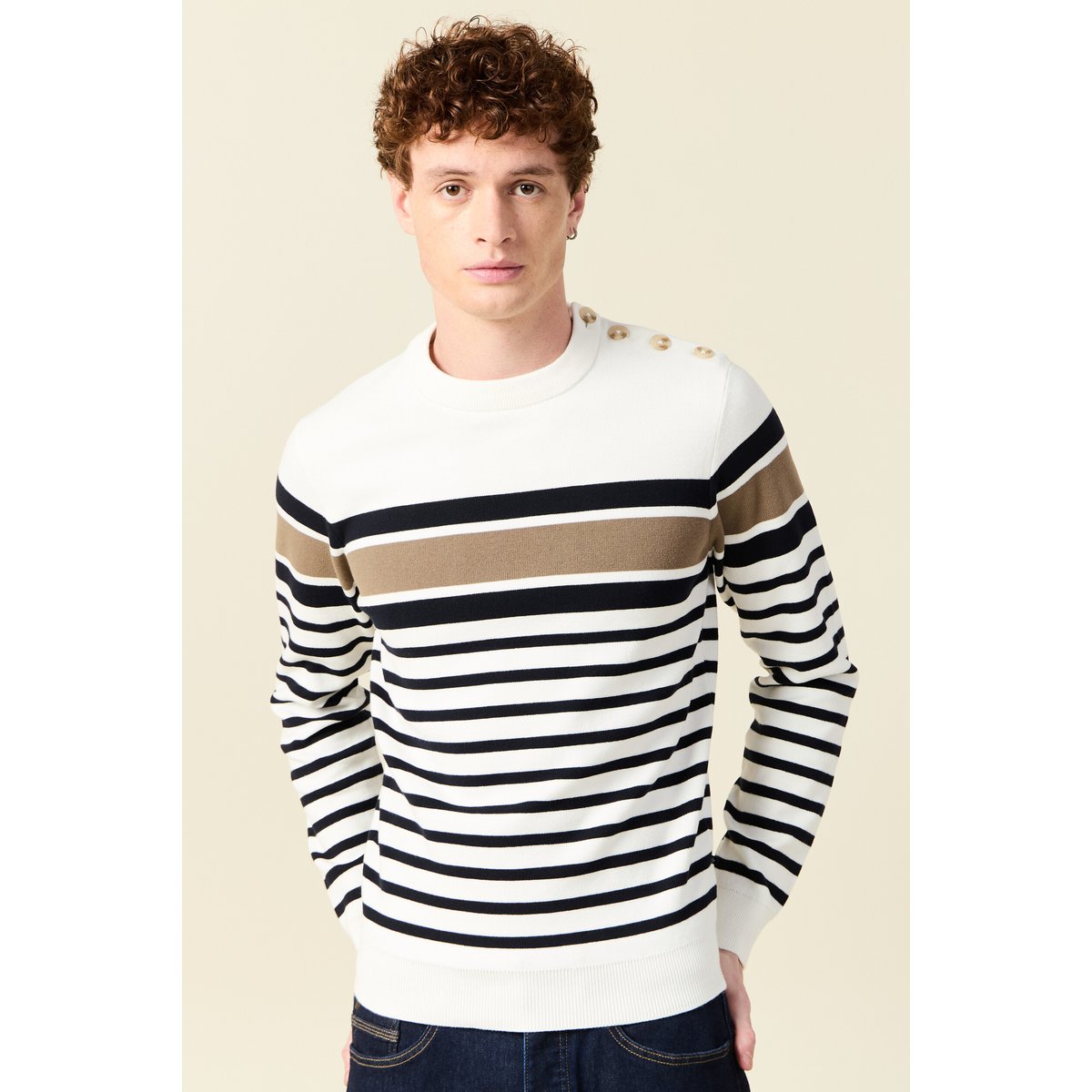 Pull manches longues ecru, BONOBO