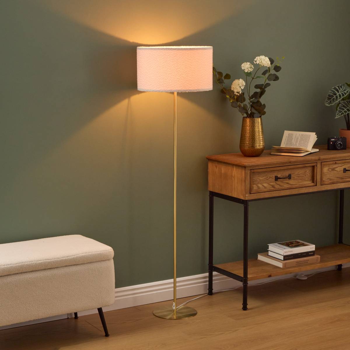 Pied de lampadaire en acier GALIA doré, ATMOSPHERA