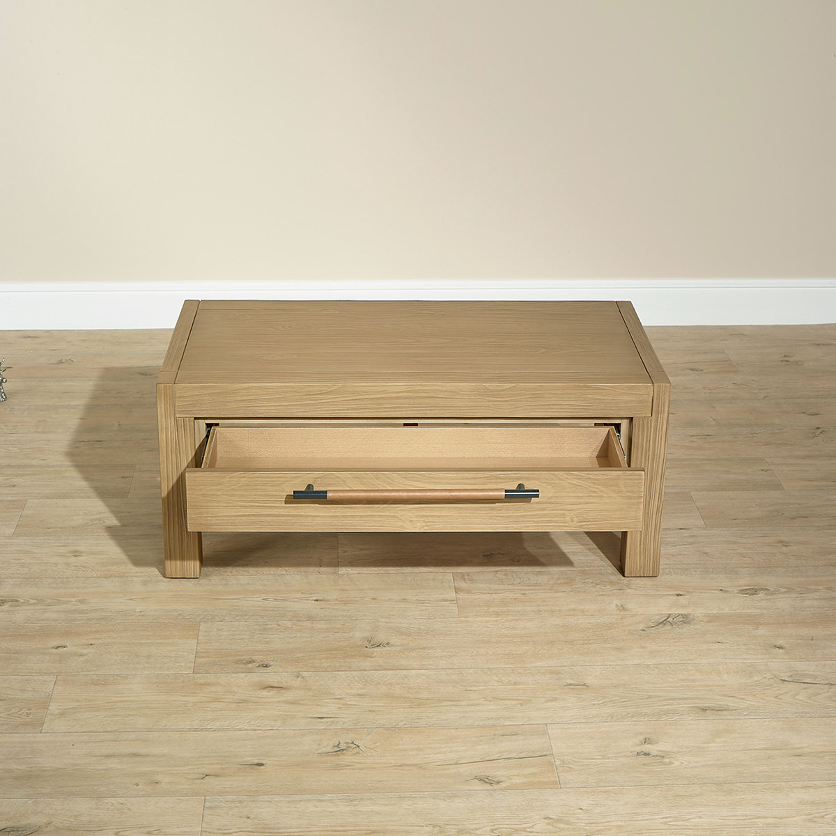 Table basse contemporaine en bois massif, 2 tiroirs MEGÈVE marron, ROBIN DES BOIS