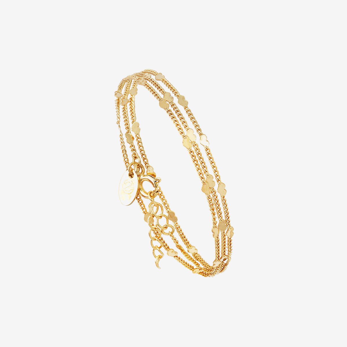 Collier / bracelet 3 tours doré chaines simples - mini hearts doré, CAROLINE NAJMAN