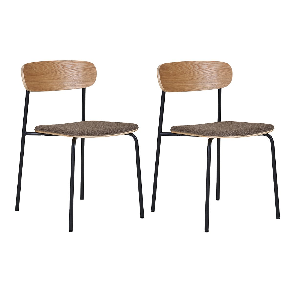 Lot de 2 chaises en bois de frêne, ZOE marron, BEST MOBILIER