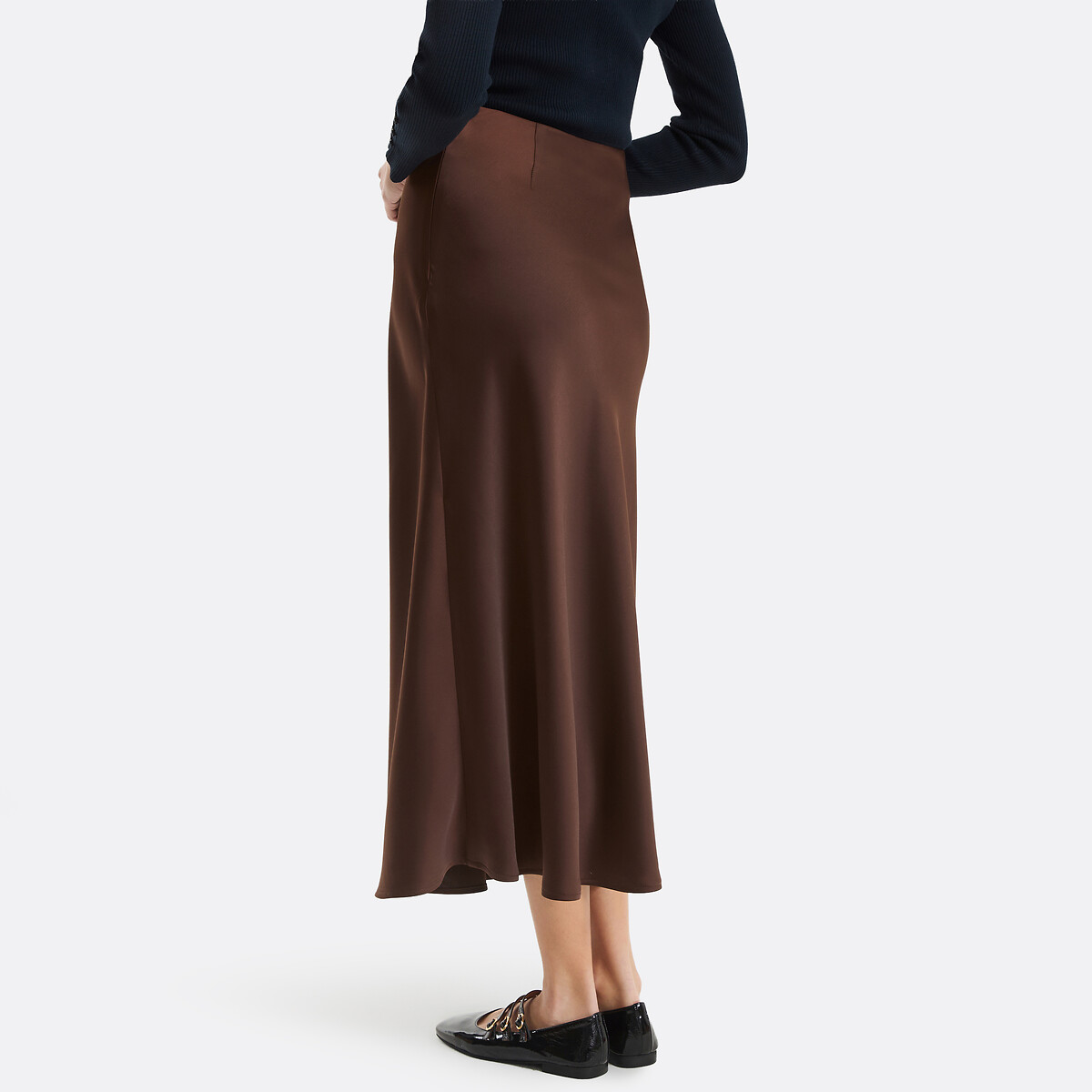 Jupe évasée longue en satin mat, Signature MARION marron, LA REDOUTE COLLECTIONS