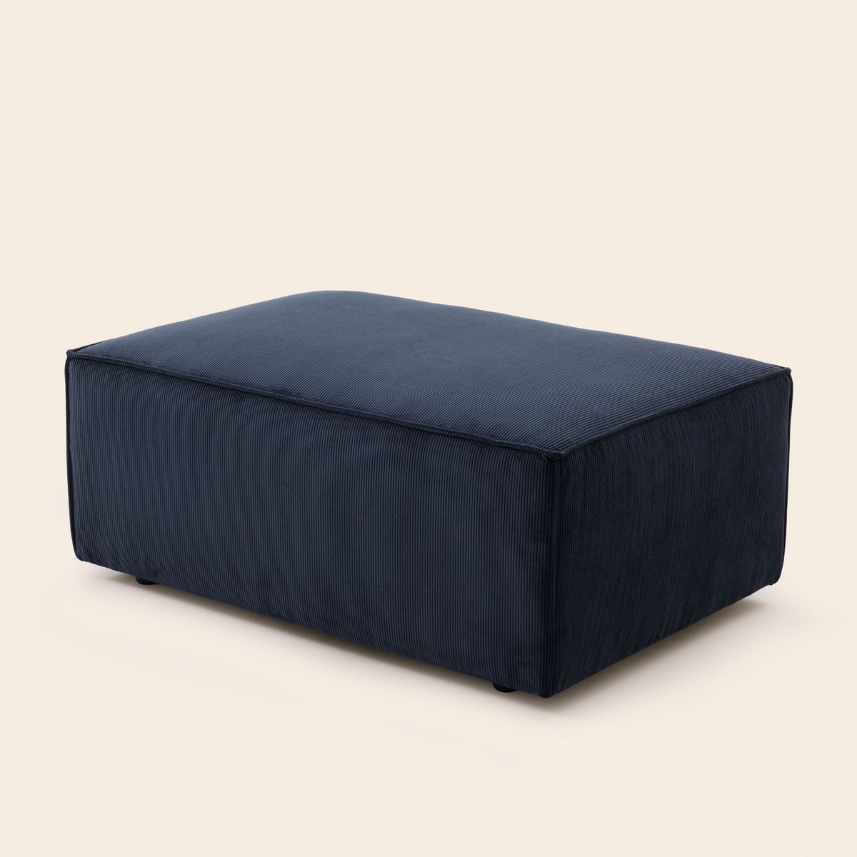 Pouf en jacquard Alisia DYONIS profilo côtelé bleu de nuit, MADURA