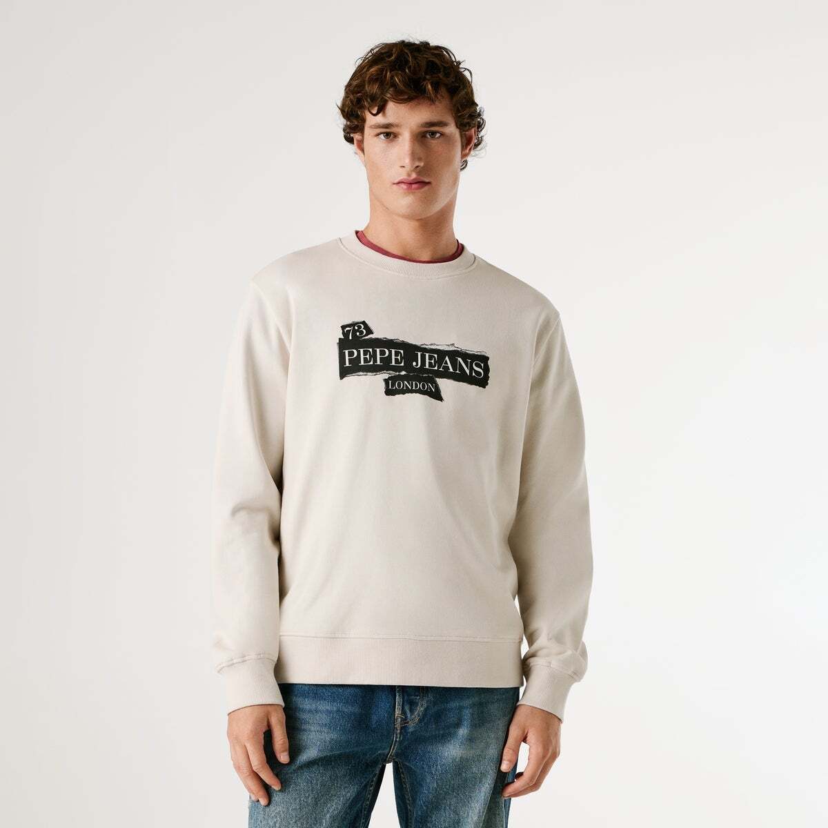 Sweat-Shirt Coupe Regular À Col Rond blanc ivoire, PEPE JEANS