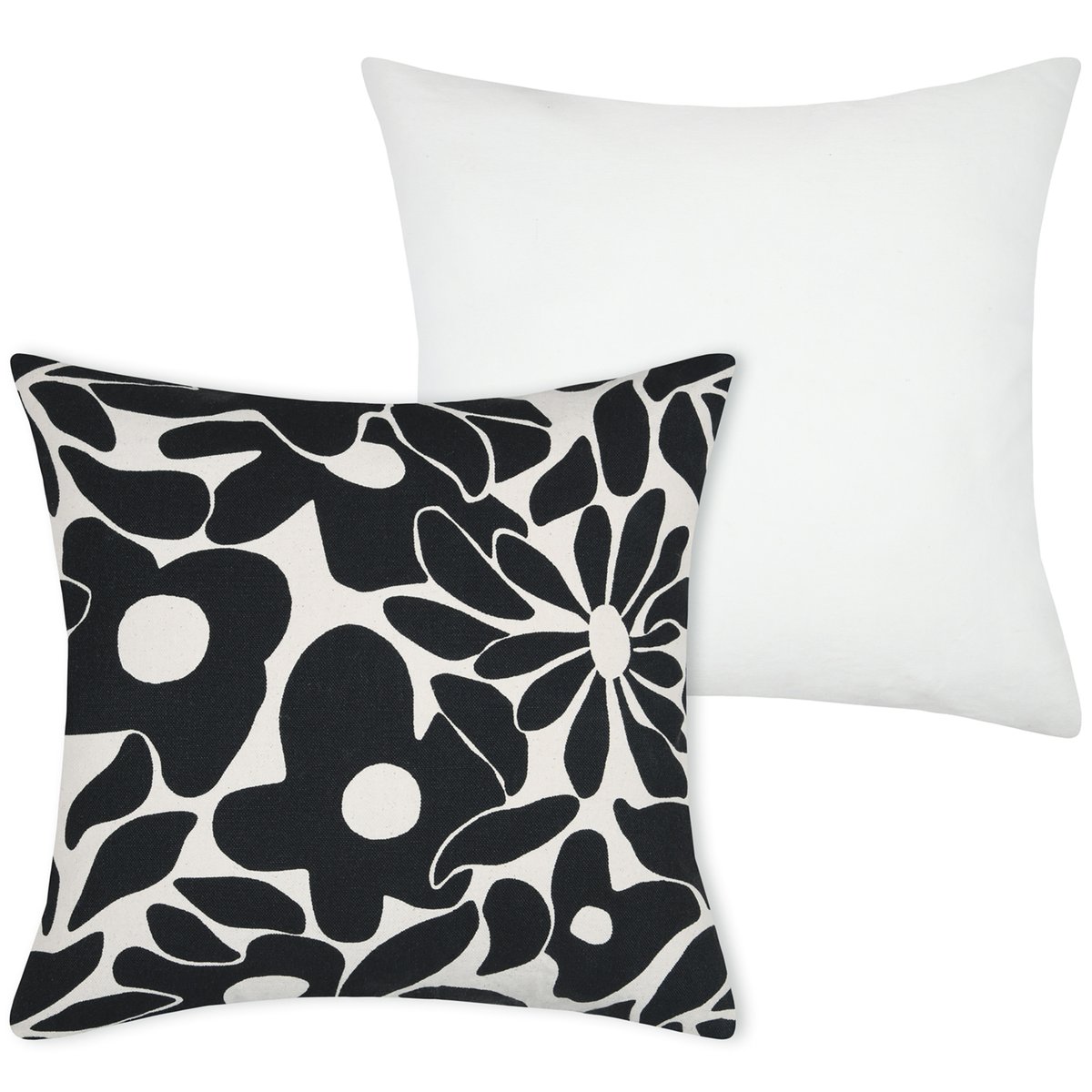 Housse de coussin imprimée graphique en coton noir, LOVELY CASA