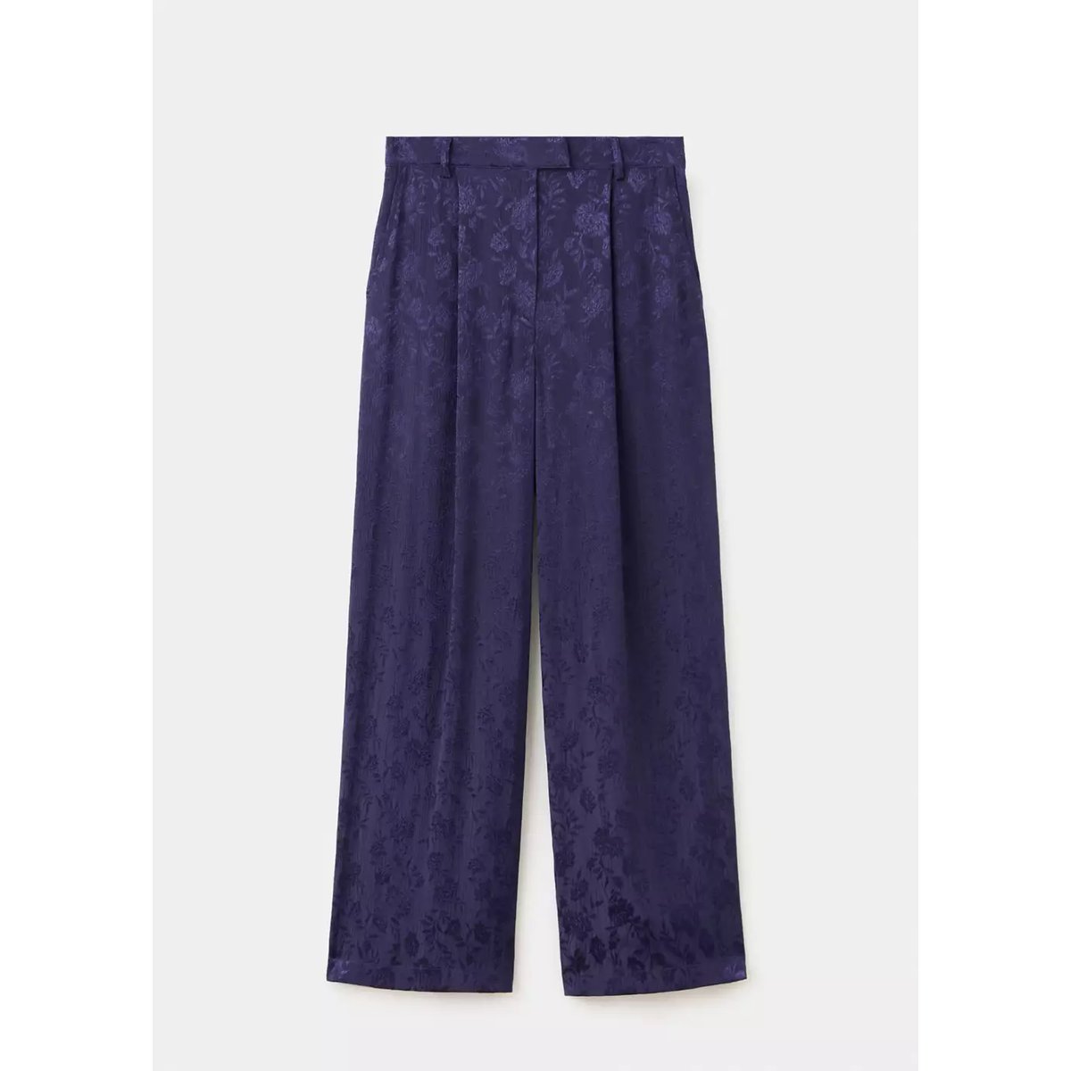 Pantalon jacquard fleuri bleu, MANGO