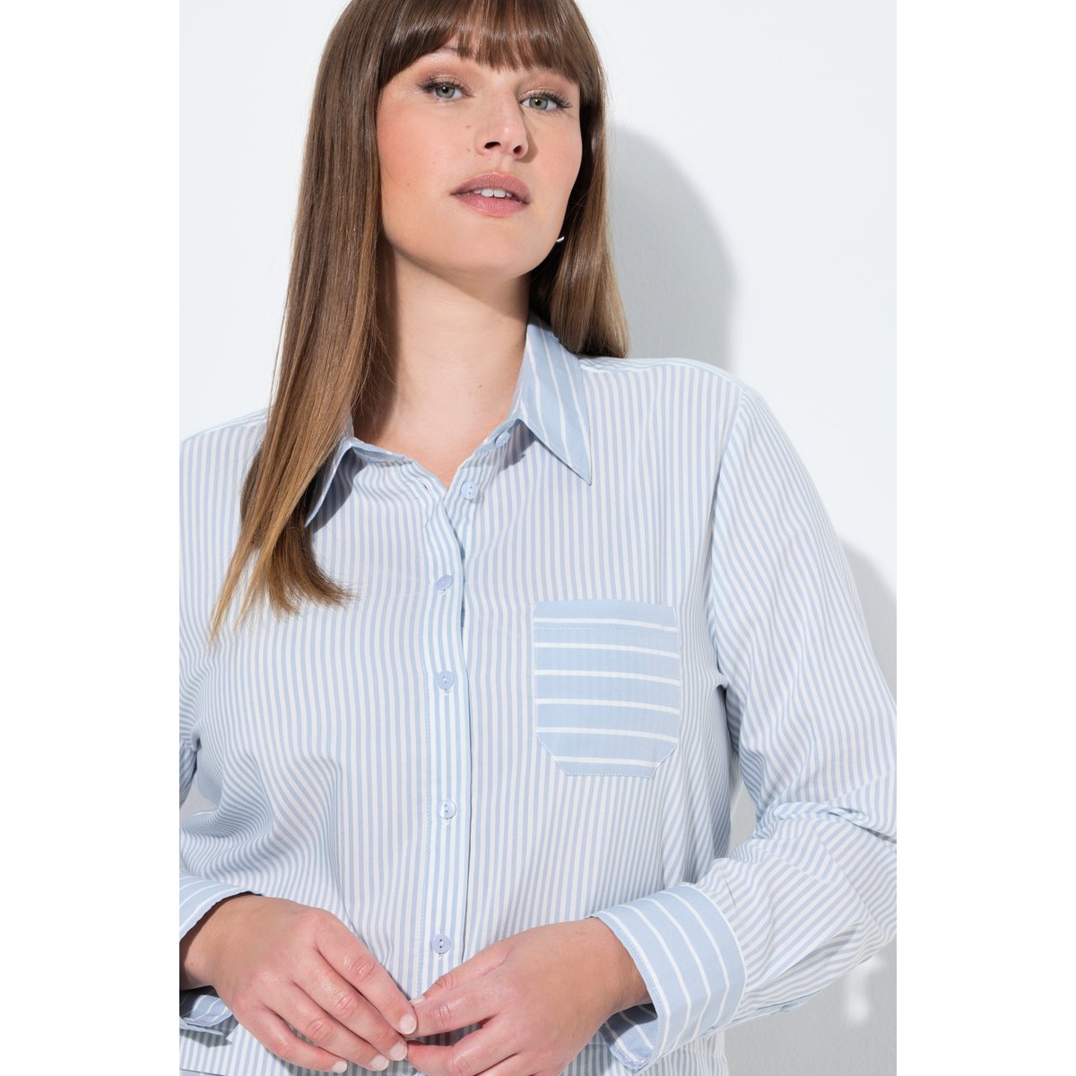 Chemisier long rayé bleu givre, ULLA POPKEN