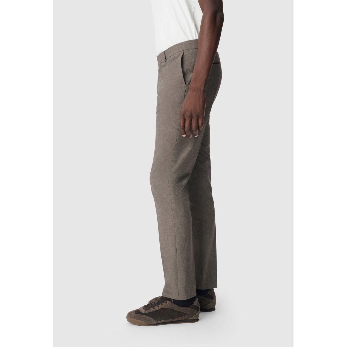 Pantalon de costume motif pied-de-puce marron havane, IKKS
