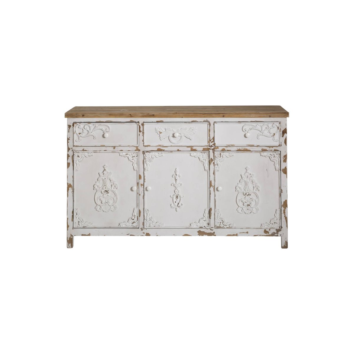 Buffet en bois de pin BASTILLE blanc, MADE IN MEUBLES