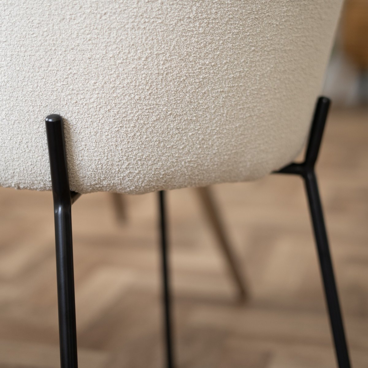 Lot de 2 chaises en tissu bouclette - KARL beige, MAISON PAVANE