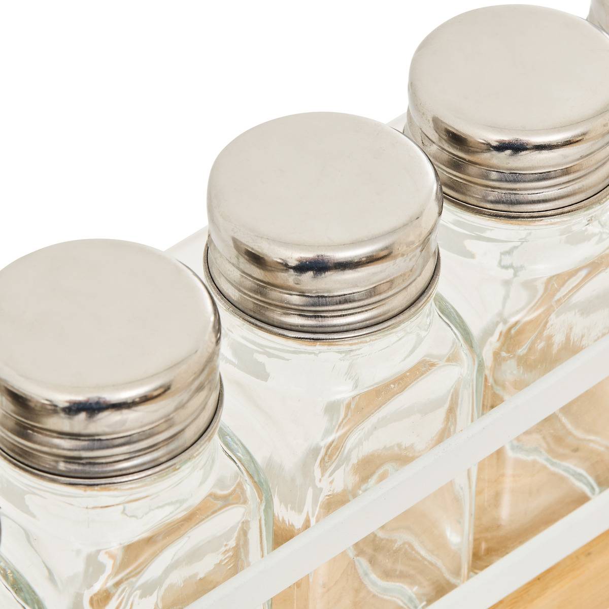 Rack 5 pots à épices en verre et bambou BALM blanc, 5FIVE SIMPLY SMART