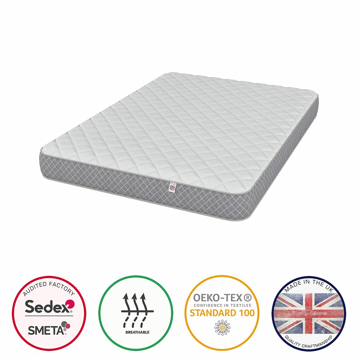 Kids Bonnell Mattress with OEKO-TEX Fabric white, ASPIRE