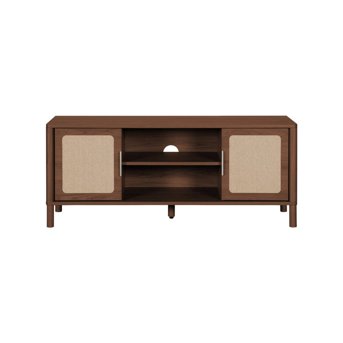 Meuble TV vintage décor bois et cannage 2 portes 120cm ETTA noyer, SWEEEK