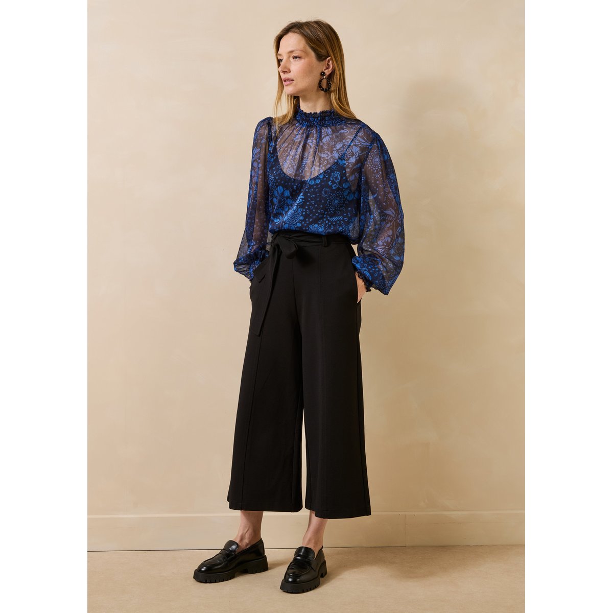 Pantalon large jupe-culotte 7/8ème noir, LA FEE MARABOUTEE