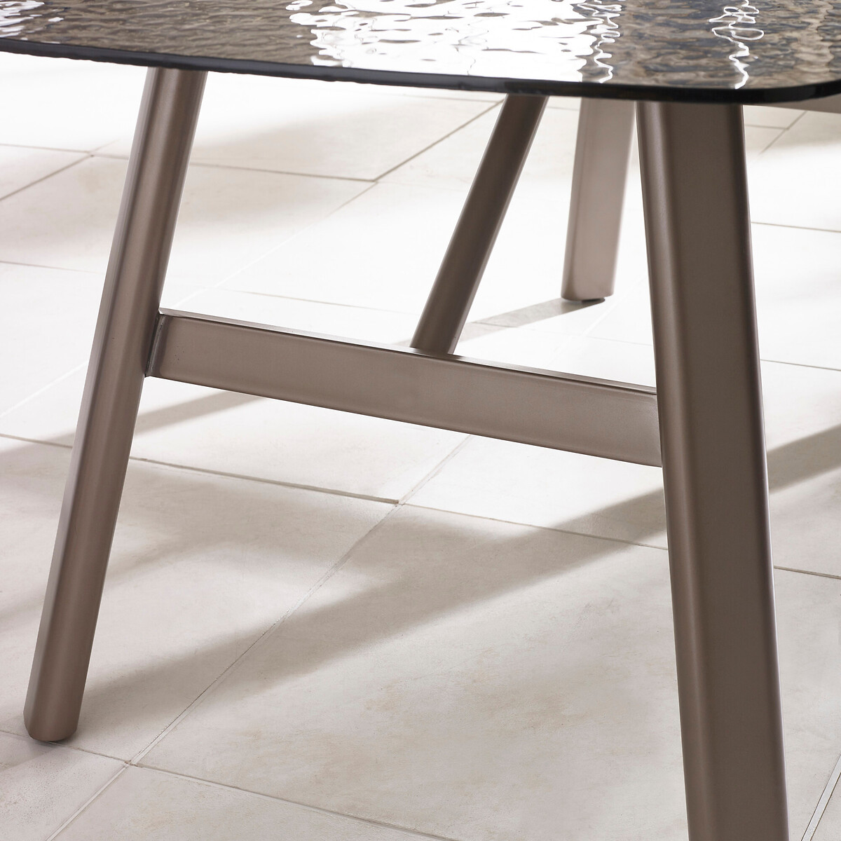Ciro Rectangular Bubble Glass Dining Table taupe, SO'HOME