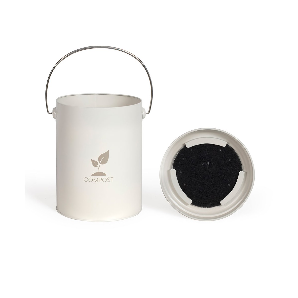Seau à compost de cuisine 6 L crème, LIVOO