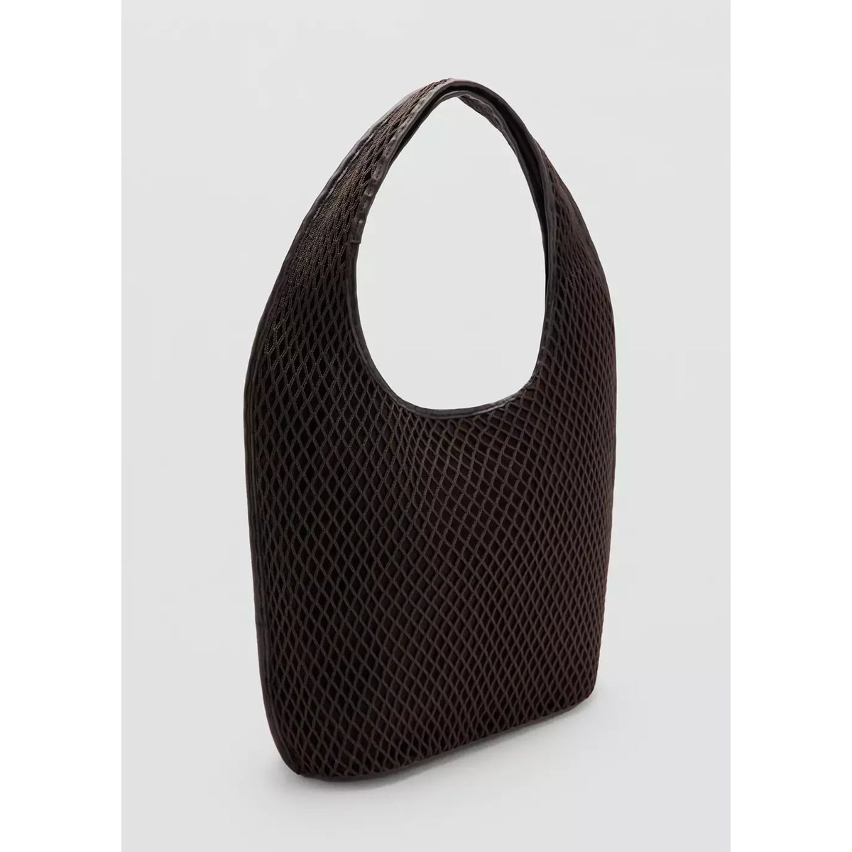 Sac seau en résille chocolat, MANGO