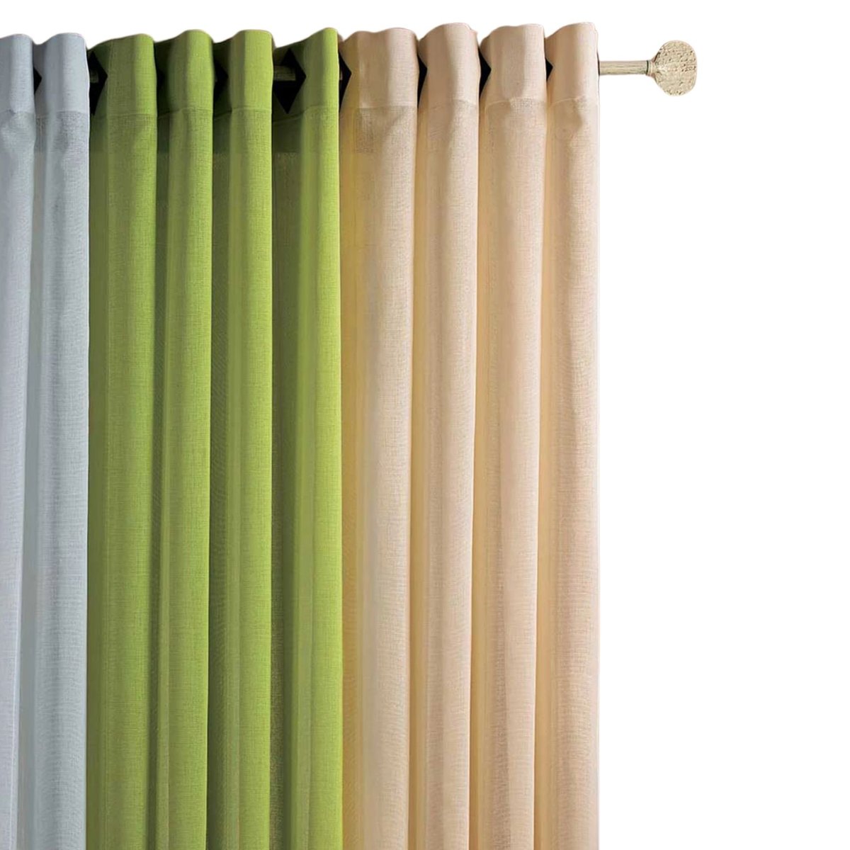 Voilage voile à légère rayure tissée crème, HOME MAISON