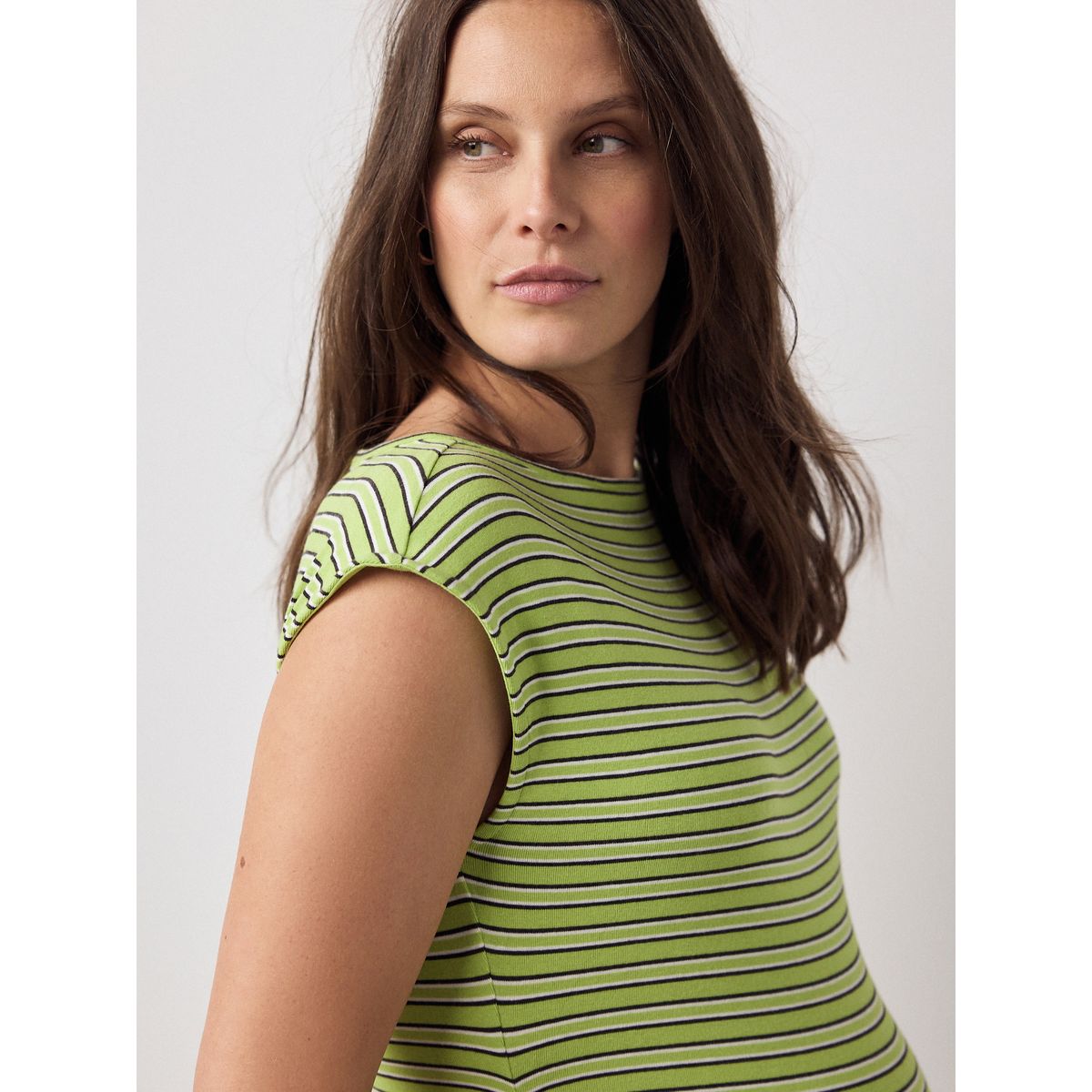 Robe ultra-douce de grossesse vert à rayures, NEXT