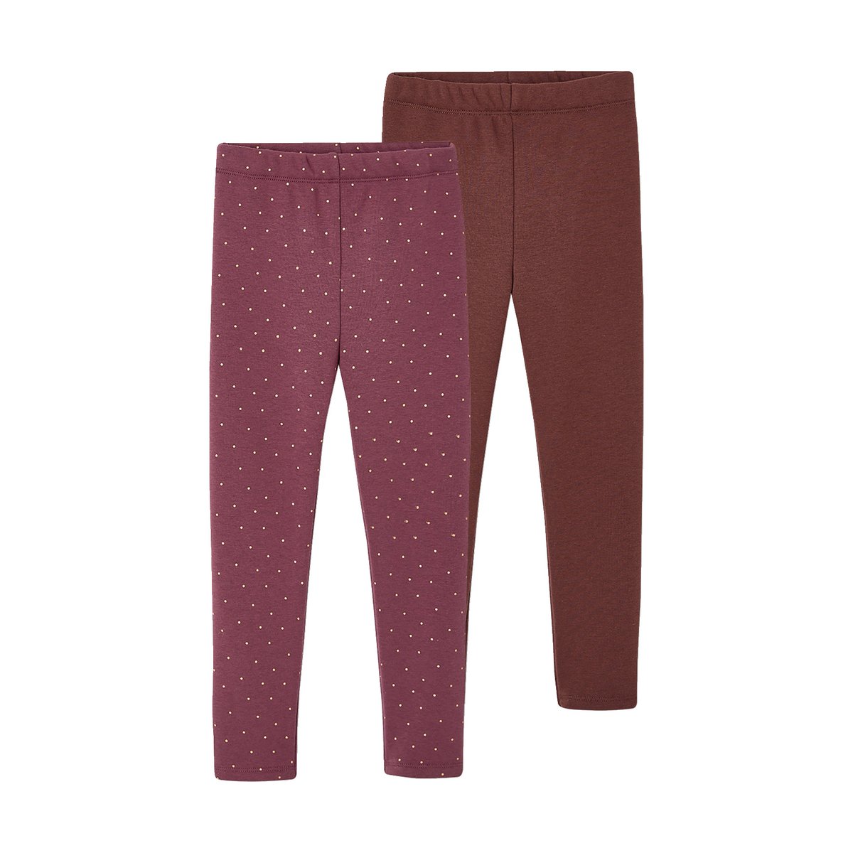 Lot 2 Leggings doublés maille polaire prune, VERTBAUDET