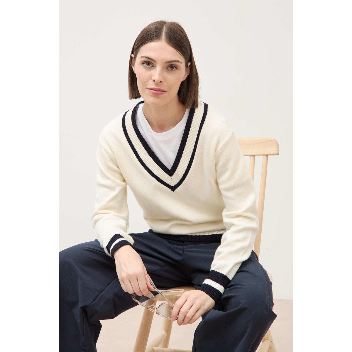 Pull manches longues ecru, BONOBO