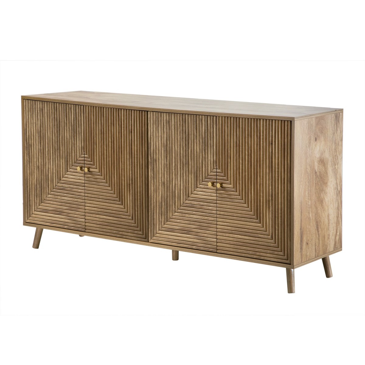 Buffet 4 portes façades lamellées EDEN bois clair, CALICOSY