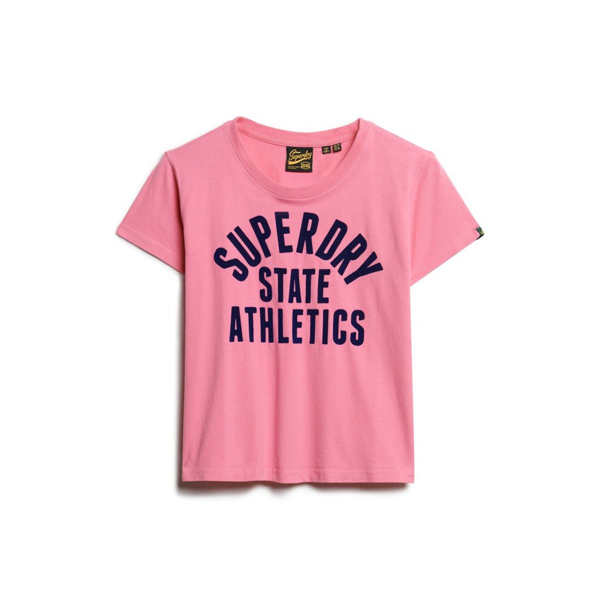T-shirt ajusté floqué Varsity rose fluo, SUPERDRY