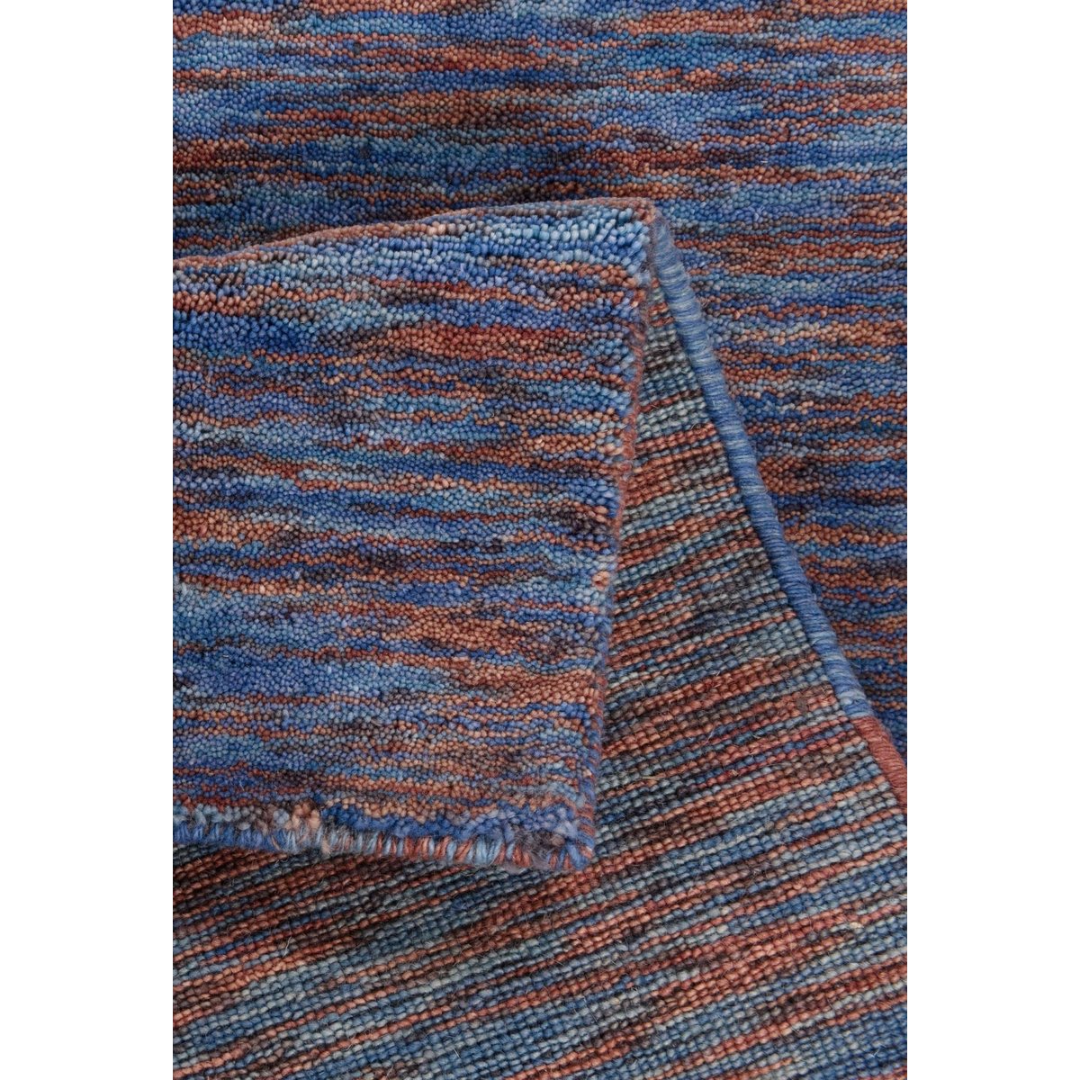 Tapis gabbeh Nebraska tissé main, laine, uni turquoise multicolore, THEKO
