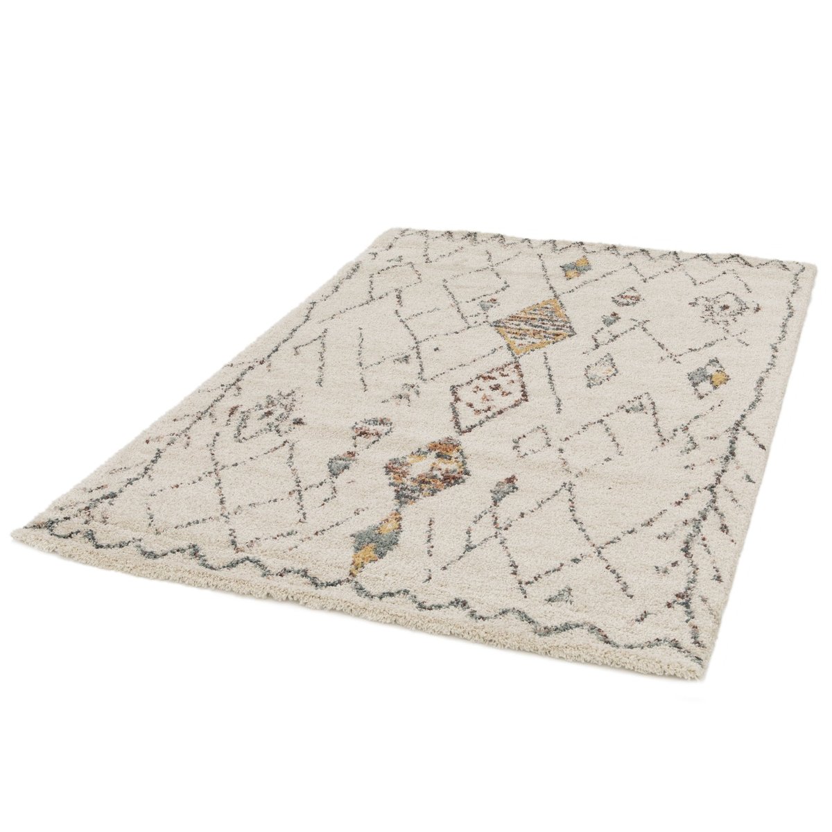 Tapis shaggy épais et confortable TIZI beige sable, AFK LIVING