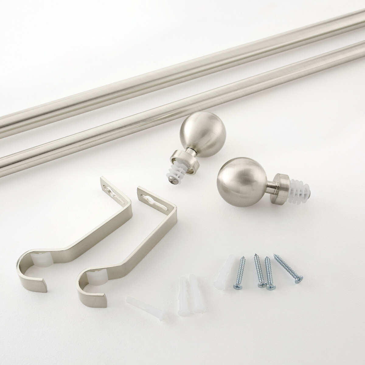 Tringle à rideaux extensible boule, 120/210 cm nickel brossé, CESSOT DECORATION