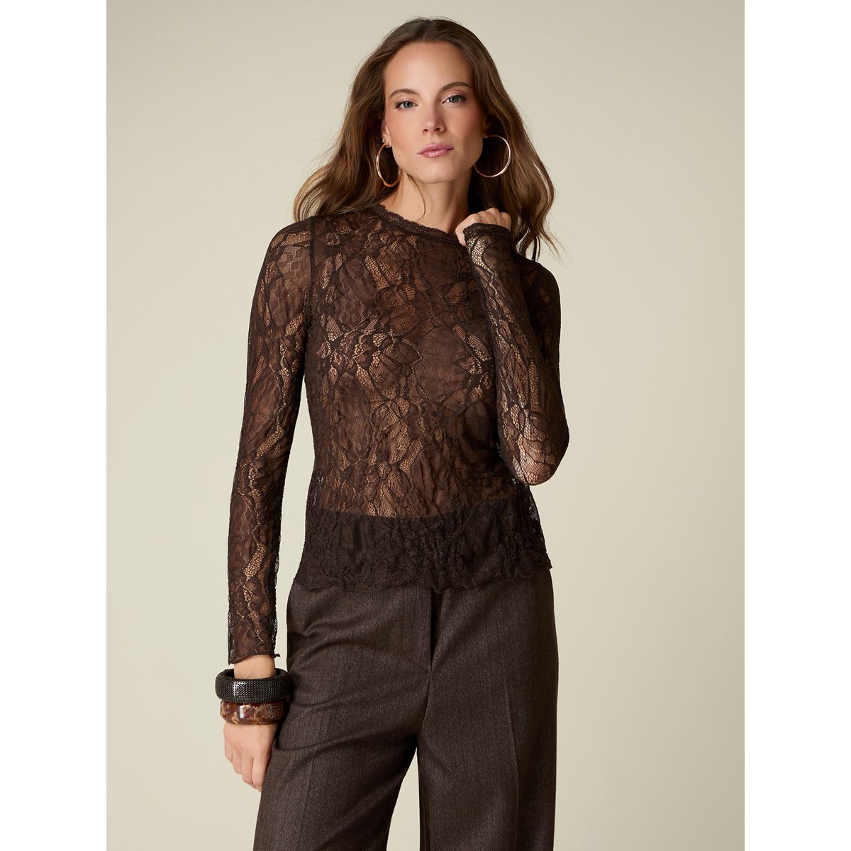 T-shirt transparent marron, OLTRE