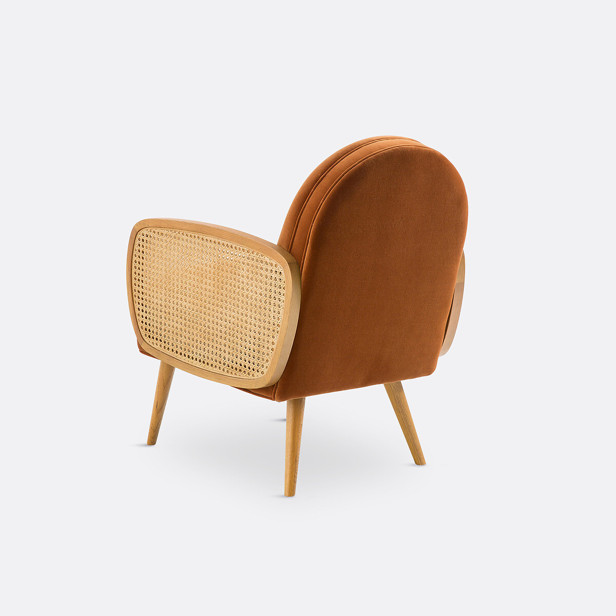 Fauteuil velours et cannage, Buisseau orange cuit, LA REDOUTE INTERIEURS