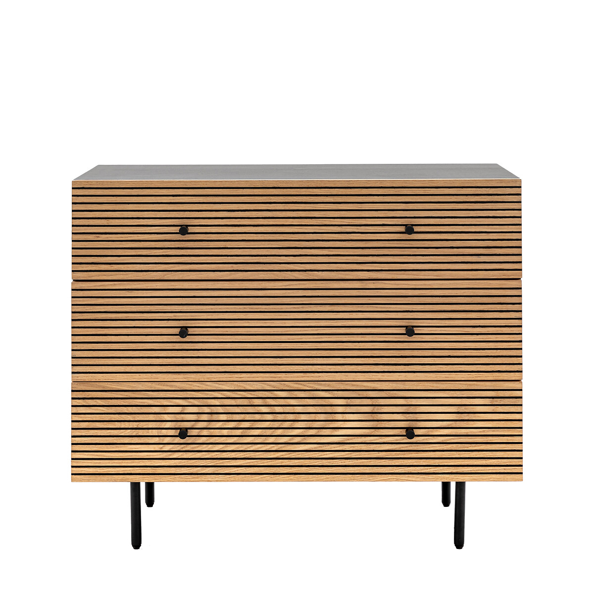 Hopewell 3 Drawer Slatted Chest natural/black, SO'HOME