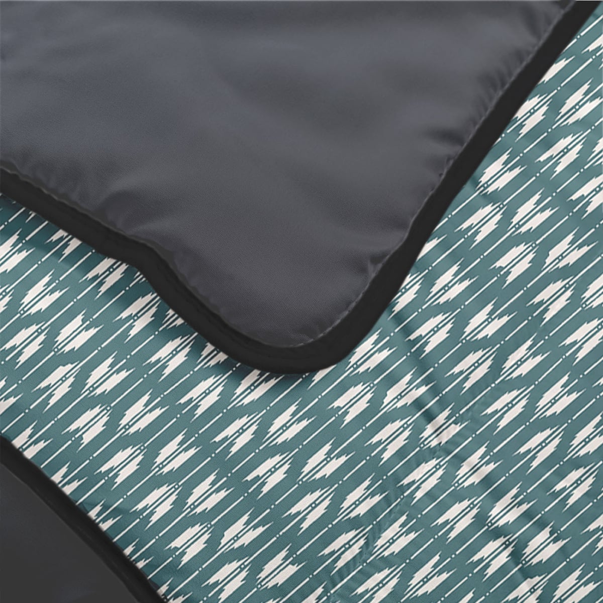 Couette imprimée microfibre chaude Soumaya bleu paon / gris ardoise, BLEU CALIN