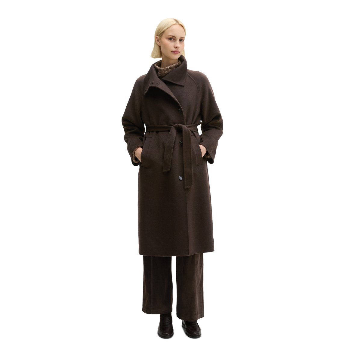 Manteau en laine au style décontracté en tissu double face de haute qualité marron, MARC O'POLO