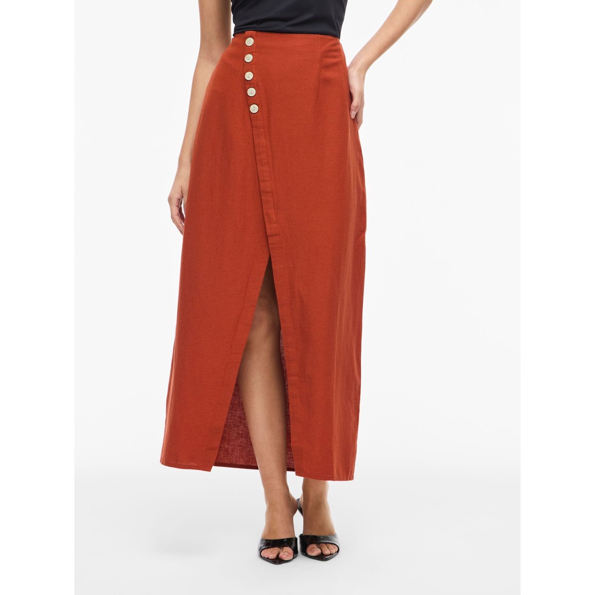 Jupe Mi-Longue orange - burnt brick, VILA