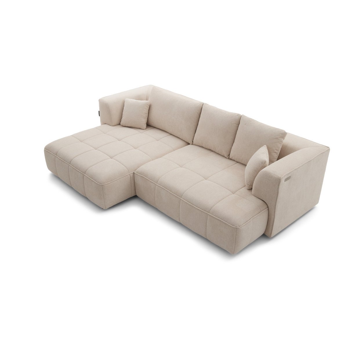 Canapé droit convertible 3 places en tissu lisse, CLOVIS beige, BOBOCHIC