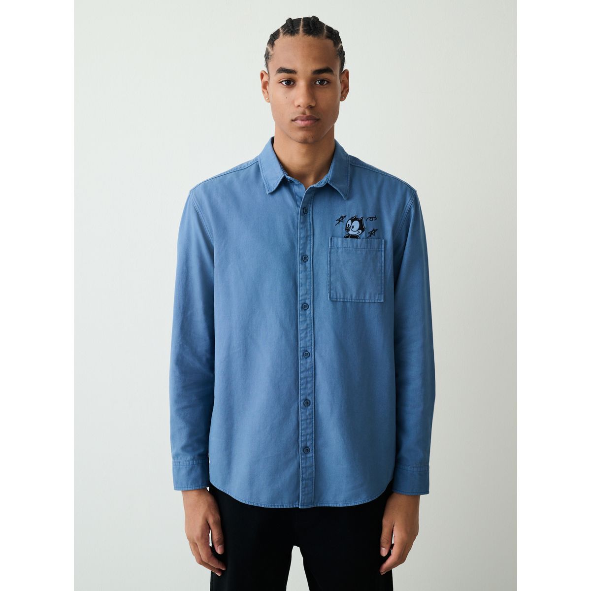Chemise oxford épaisse à manches longues félix bleu, NEXT
