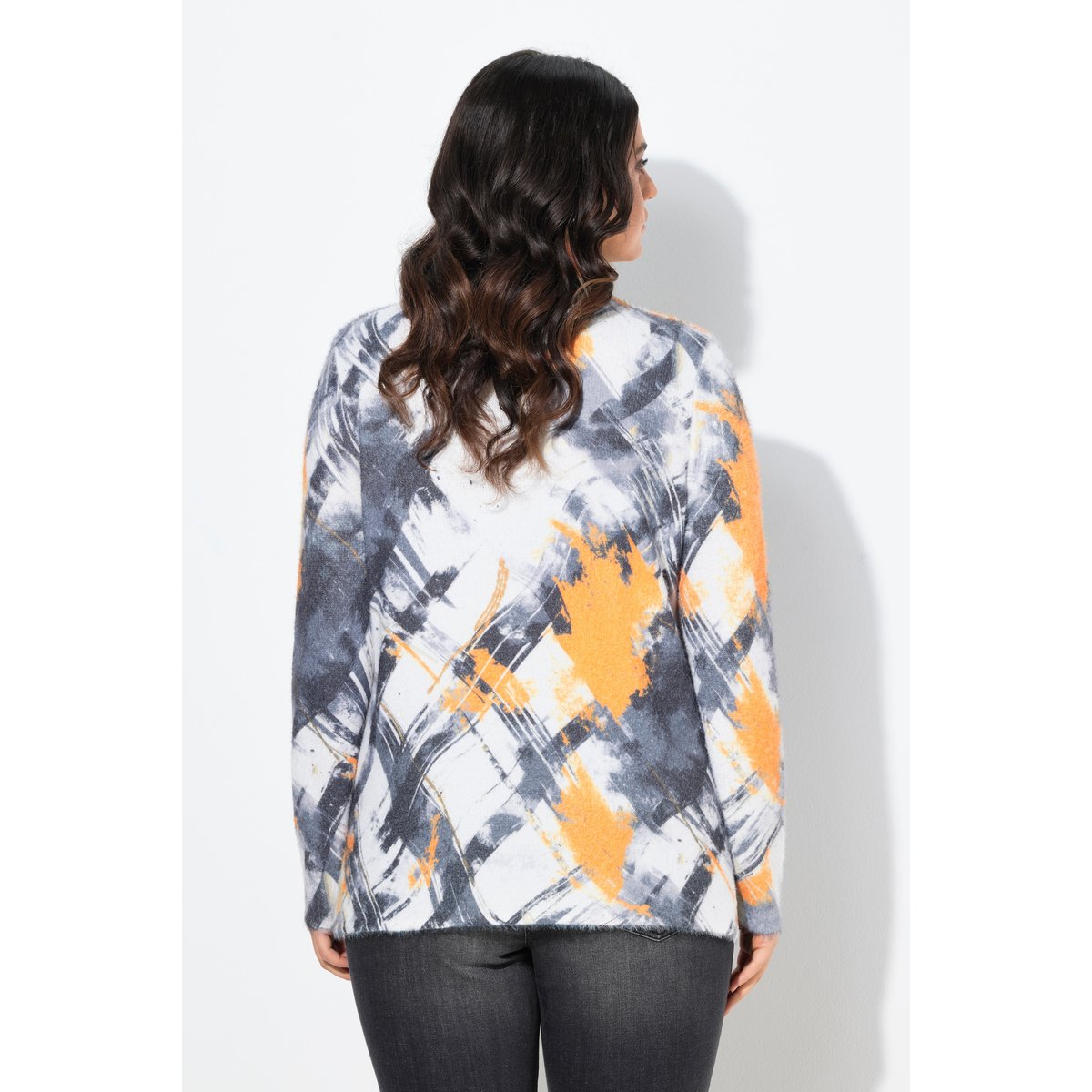 Pull col montant et manches longues gris clair chiné, ULLA POPKEN
